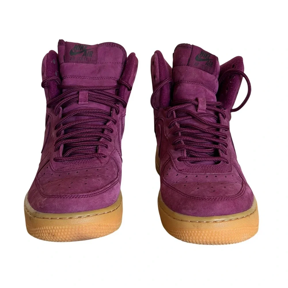 Nike Air Force 1 High WB Bordeaux Shoes 922066-600 6.5Y Suede Purple Gum Sole